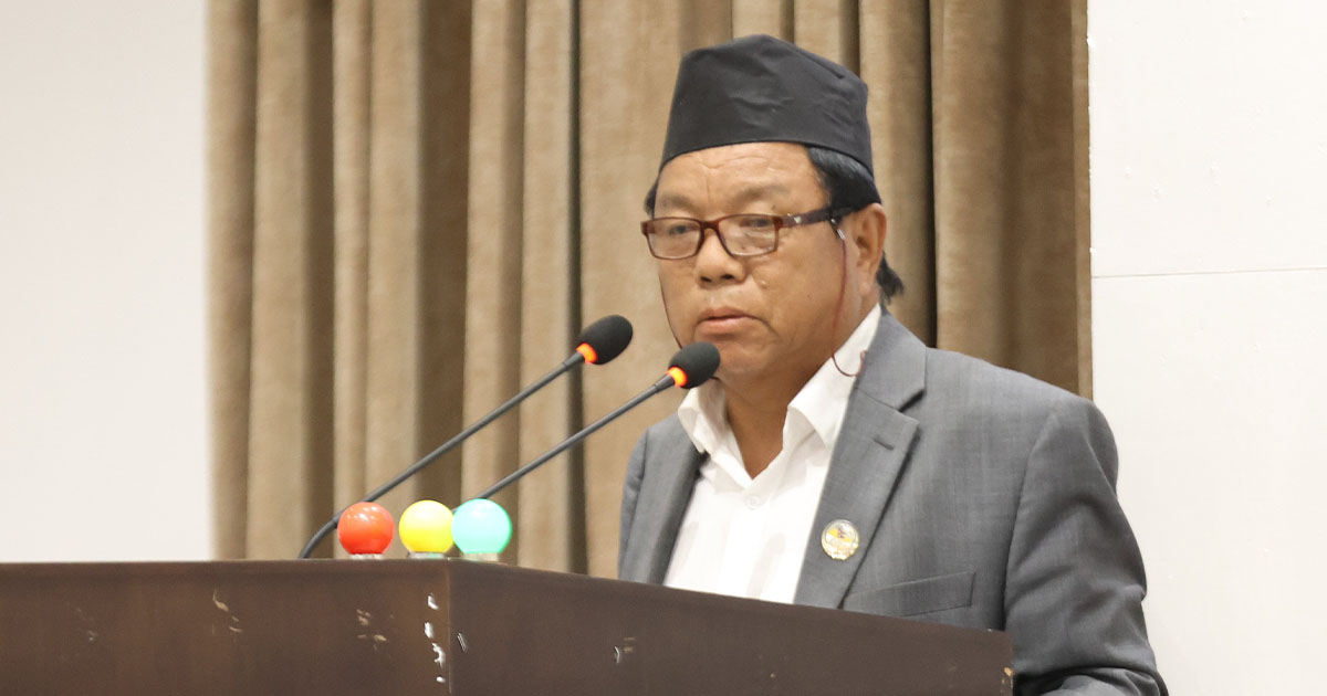 Mahabir Pun speaking in Parliament during discussion on science and technology issues