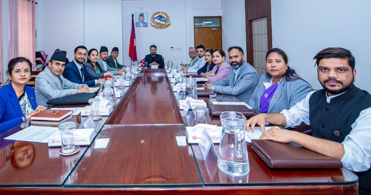Nepal Cabinet members attend a meeting to approve the government policy and programme