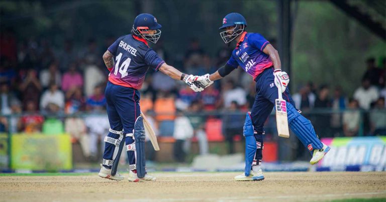 Nepal openers Aasif Sheikh and Kushal Bhurtel during the chase against Scotland