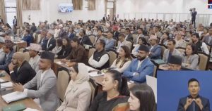 Lawmakers attend a House of Representatives session in Nepal’s federal parliament
