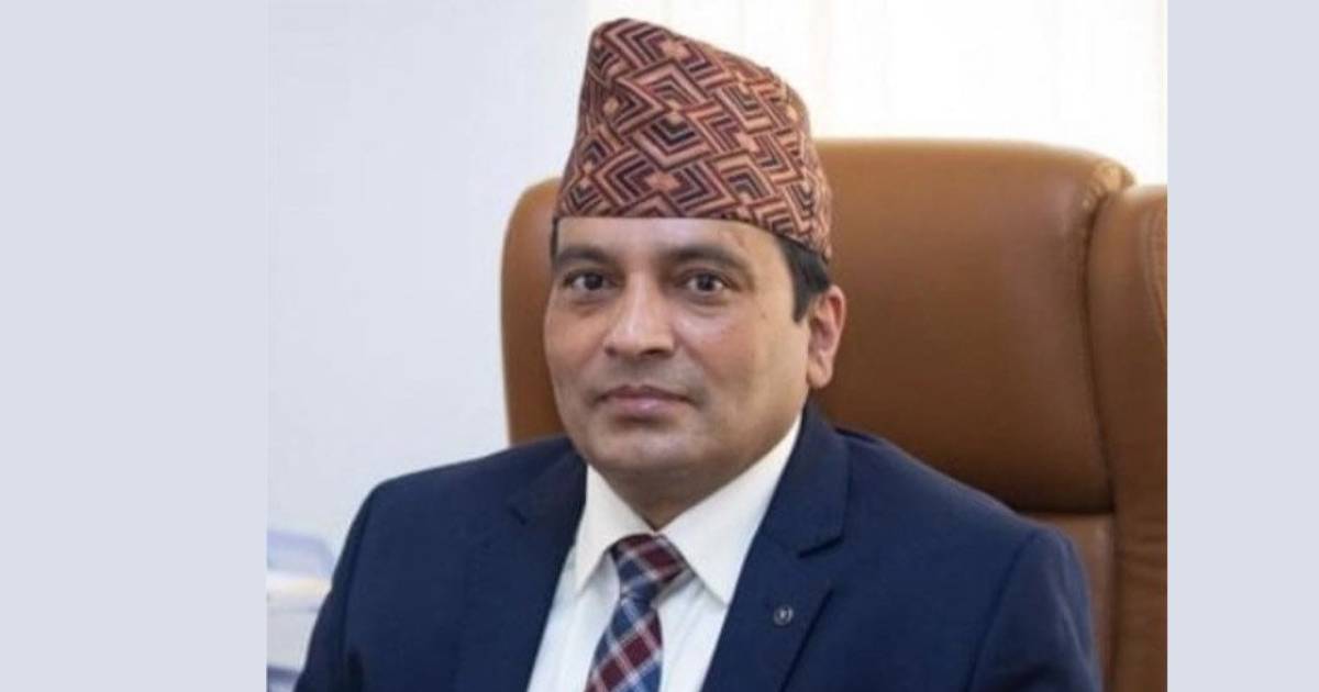 Netra Prasad Subedi seated at his office in a file photo