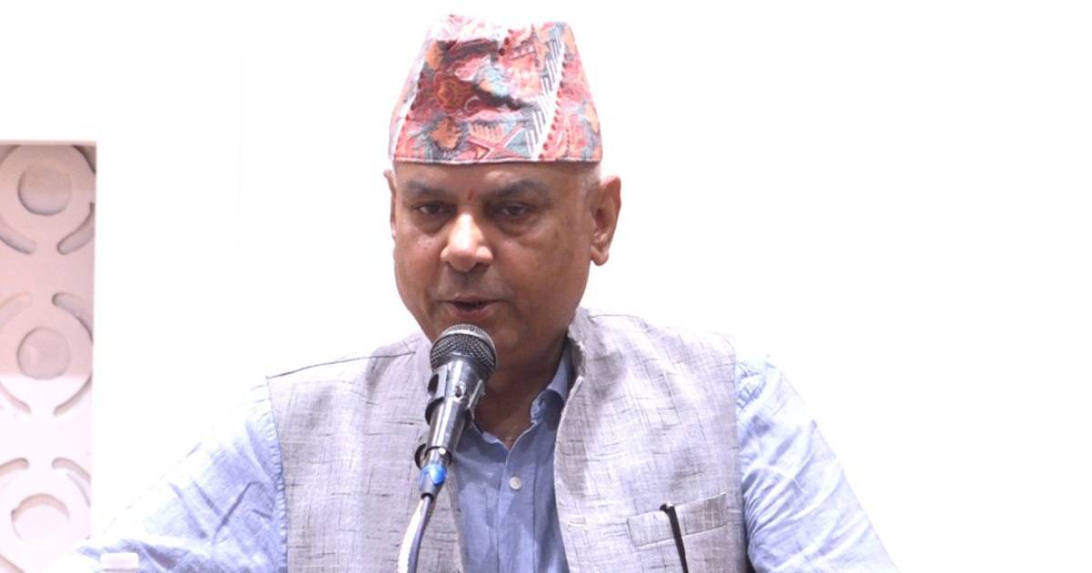 Shyam Kumar Ghimire speaking during a Nepali Congress gathering in Bagmati Province