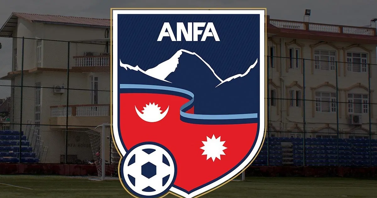 ANFA logo displayed at the entrance of the All Nepal Football Association office in Kathmandu
