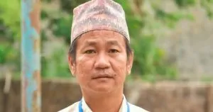 Portrait of Harka Sampang wearing a traditional Nepali topi in a file photo