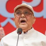 KP Sharma Oli addresses a UML workshop in Kathmandu while speaking from the stage