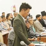 Nishkal Rai speaks during a House of Representatives session in Kathmandu