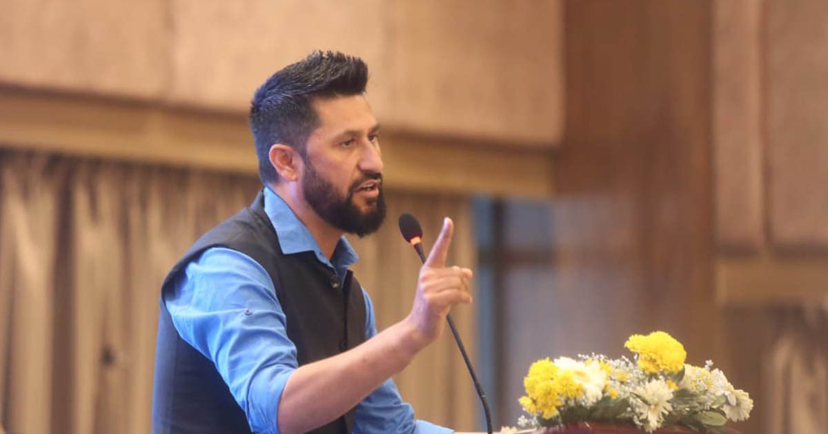 Rabi Lamichhane speaking in Parliament