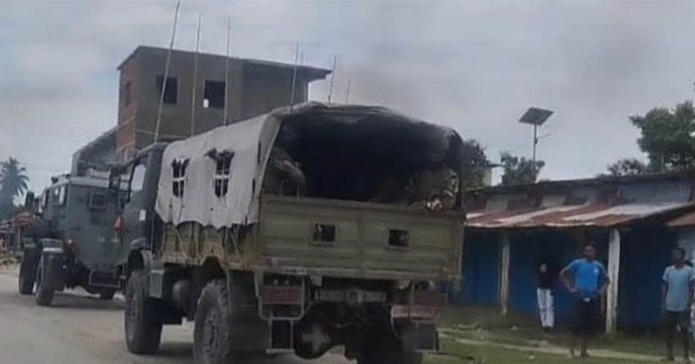 Nepal Army trucks in Kaptanganj, Sunsari